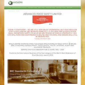 Advanced Food Safety Limited Website